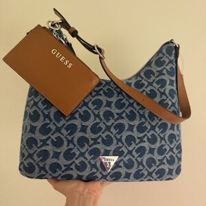 GUESS Denim Hobo Bag with Pouch